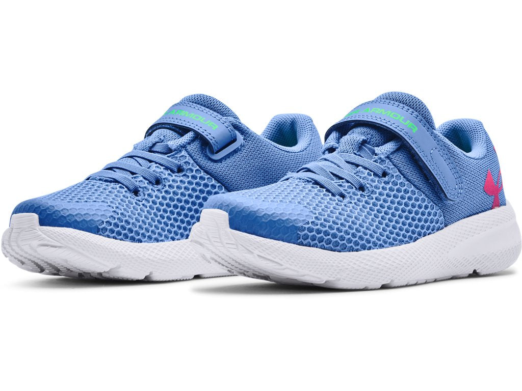 Under Armour Girls Pre-School UA Pursuit 2 AC Big Logo Running Shoes - High Rebound Cushioning
