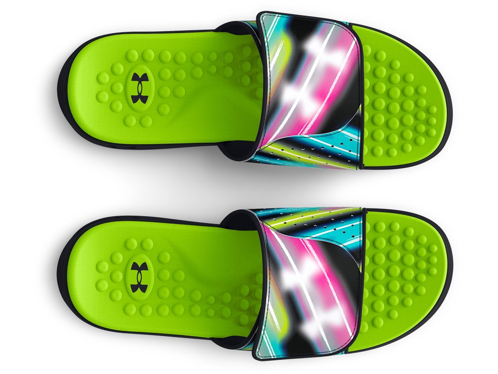 Under Armour Mens UA Ignite Pro Graphic Strap Slides Footwear - Comfortable Foam Footbed