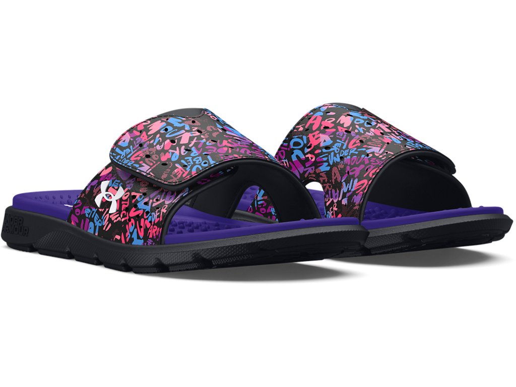 Under Armour Girls Ignite Pro Graphic Strap Slides Footwear - Durable Traction Pods