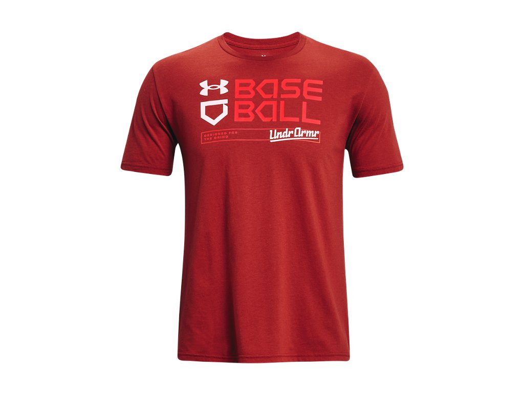 Under Armour Mens Wordmark Baseball Short Sleeve T-Shirt - Quick-Drying Cotton Blend