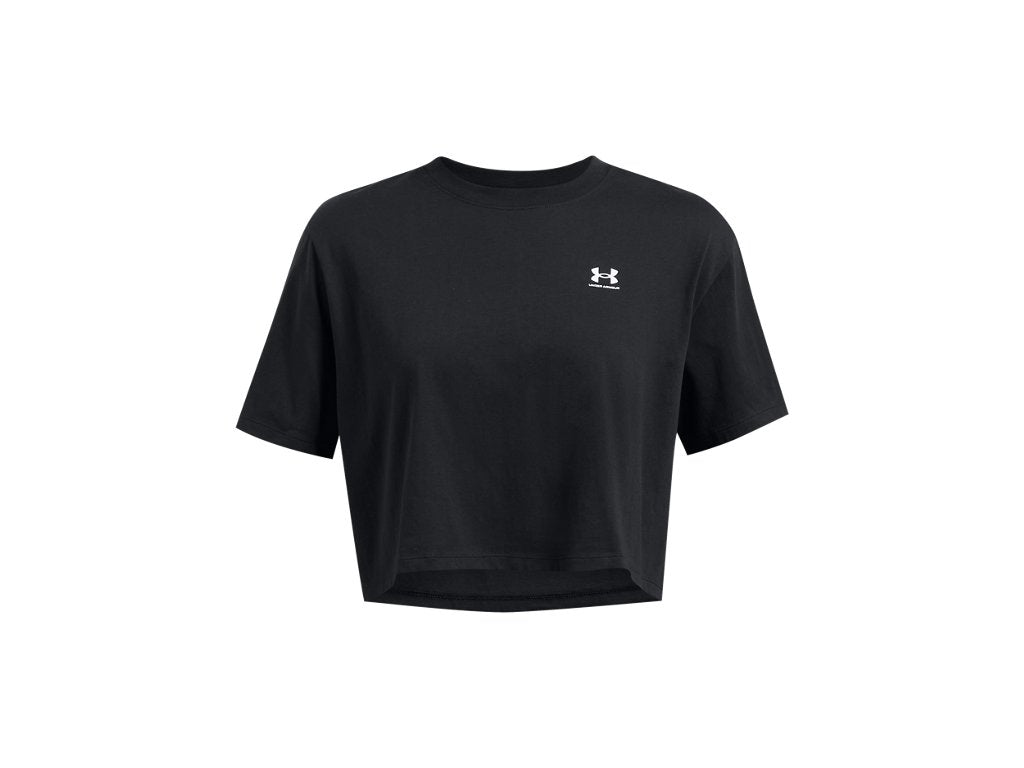 Under Armour Womens Boxy Crop Logo Short Sleeve T-Shirt - Quick-Drying Cotton Blend