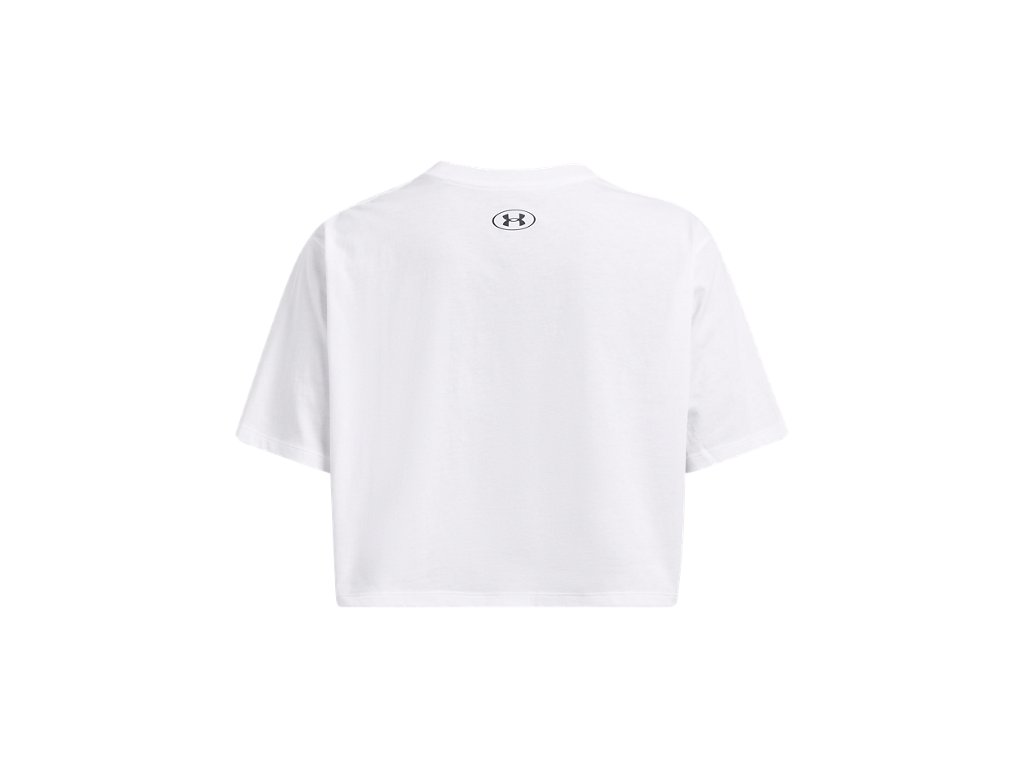 Under Armour Womens Boxy Crop Logo Short Sleeve T-Shirt - Quick-Drying Cotton Blend