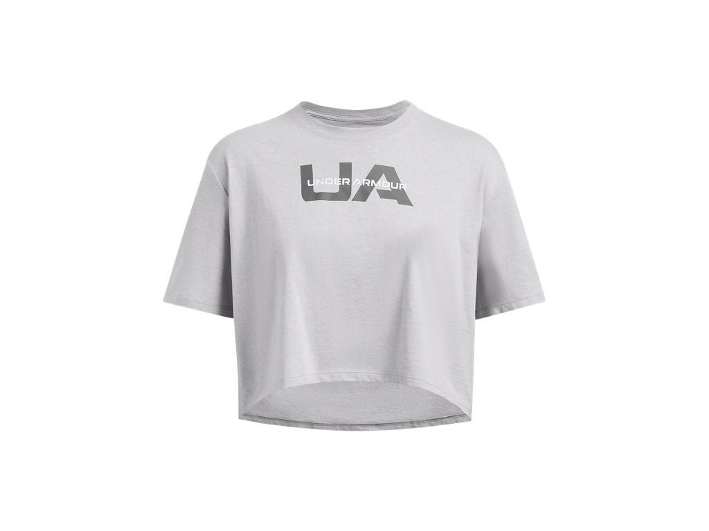 Under Armour Womens Boxy Crop Branded Short Sleeve T-Shirt - Quick Drying