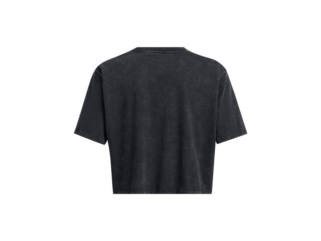 Under Armour Womens UA Wash Logo Boxy Crop Short Sleeve T-Shirt - Quick-Drying Cotton Blend