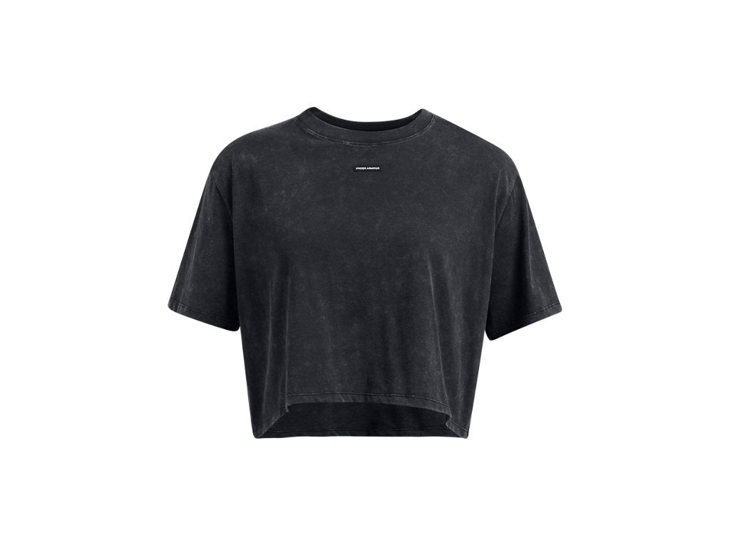 Under Armour Womens UA Wash Logo Boxy Crop Short Sleeve T-Shirt - Quick-Drying Cotton Blend