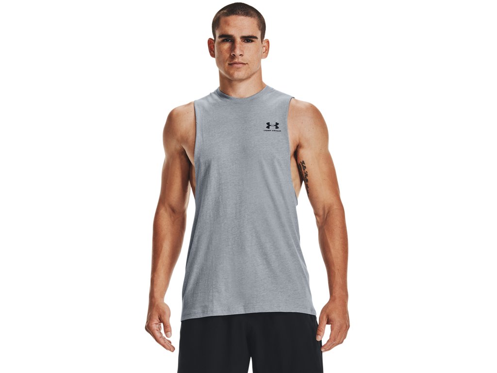 Under Armour Mens Left Chest Cut-Off Tank - Quick-Drying