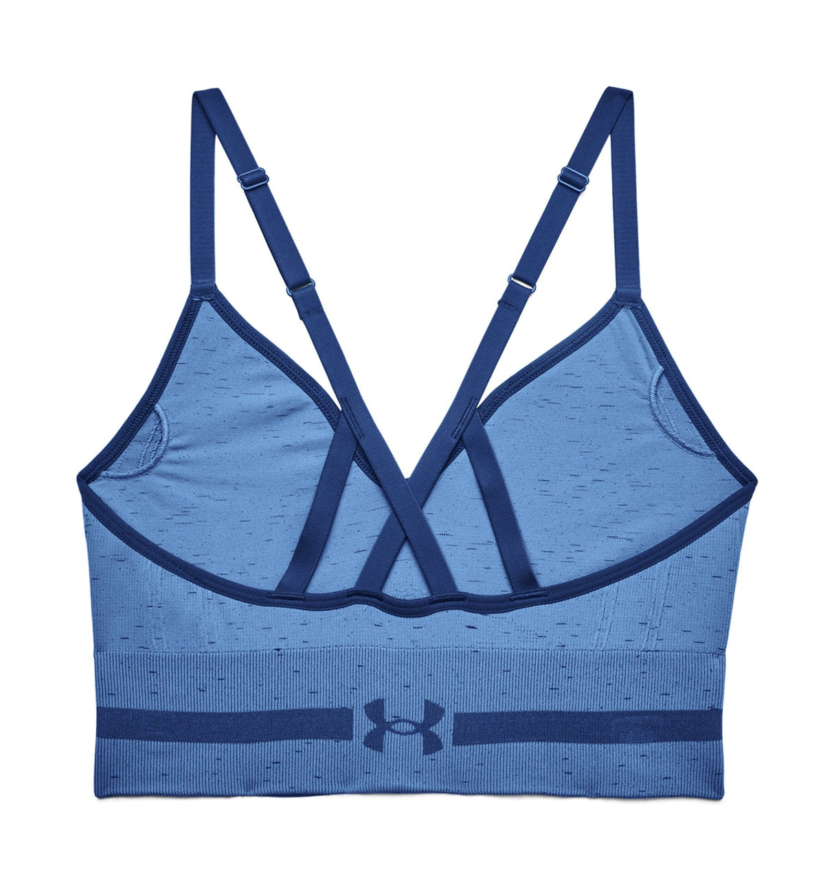 Under Armour Womens Seamless Low Long Heather Sports Bra - Adjustable Cross Back Design