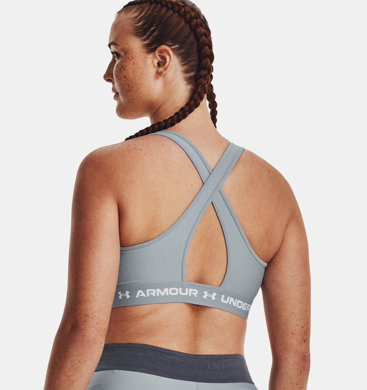 Under Armour Women Mid Crossback Heather Sports Bra - Strategic Support for Medium-Intensity Activities