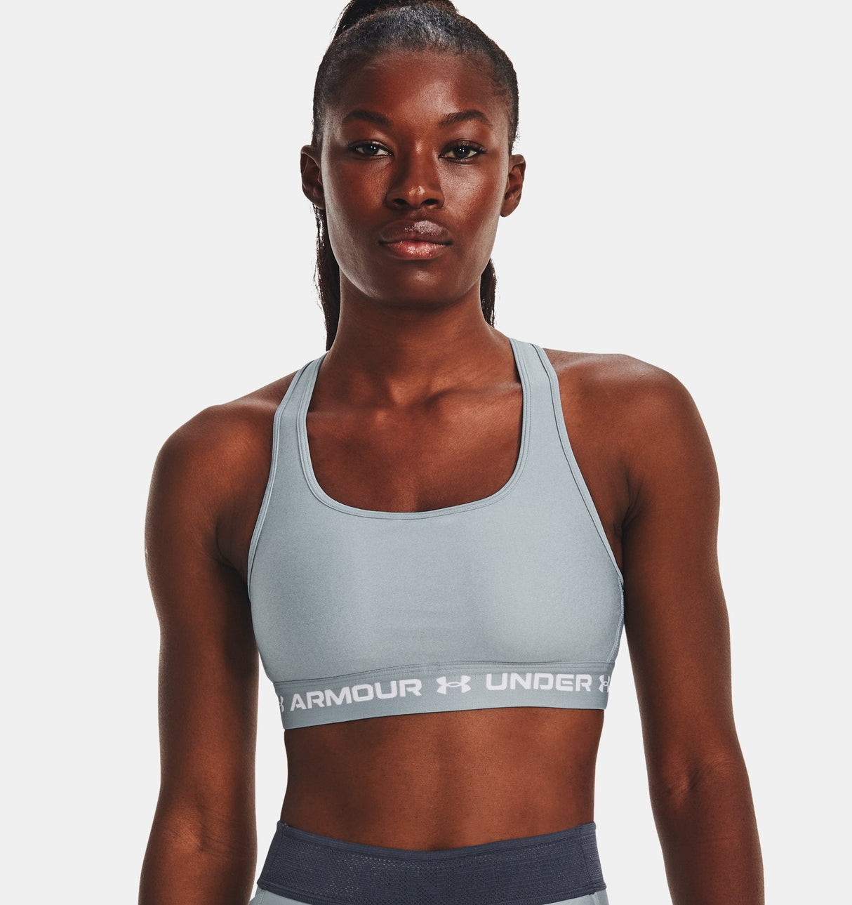 Under Armour Women Mid Crossback Heather Sports Bra - Strategic Support for Medium-Intensity Activities