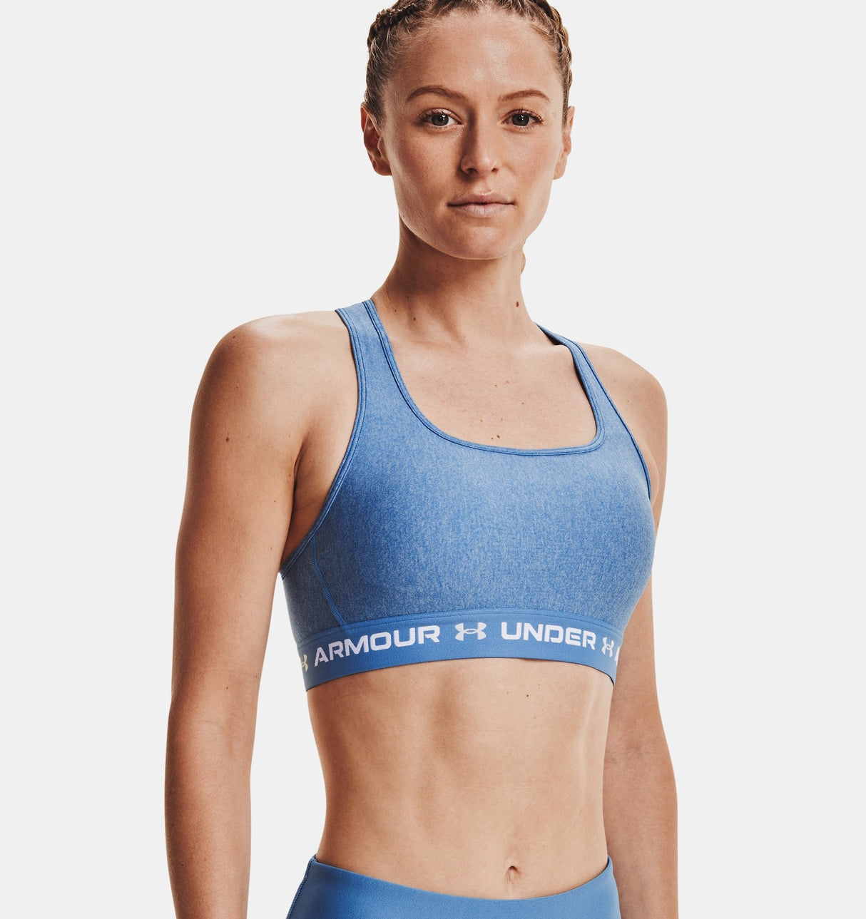 Under Armour Women Mid Crossback Heather Sports Bra - Strategic Support for Medium-Intensity Activities