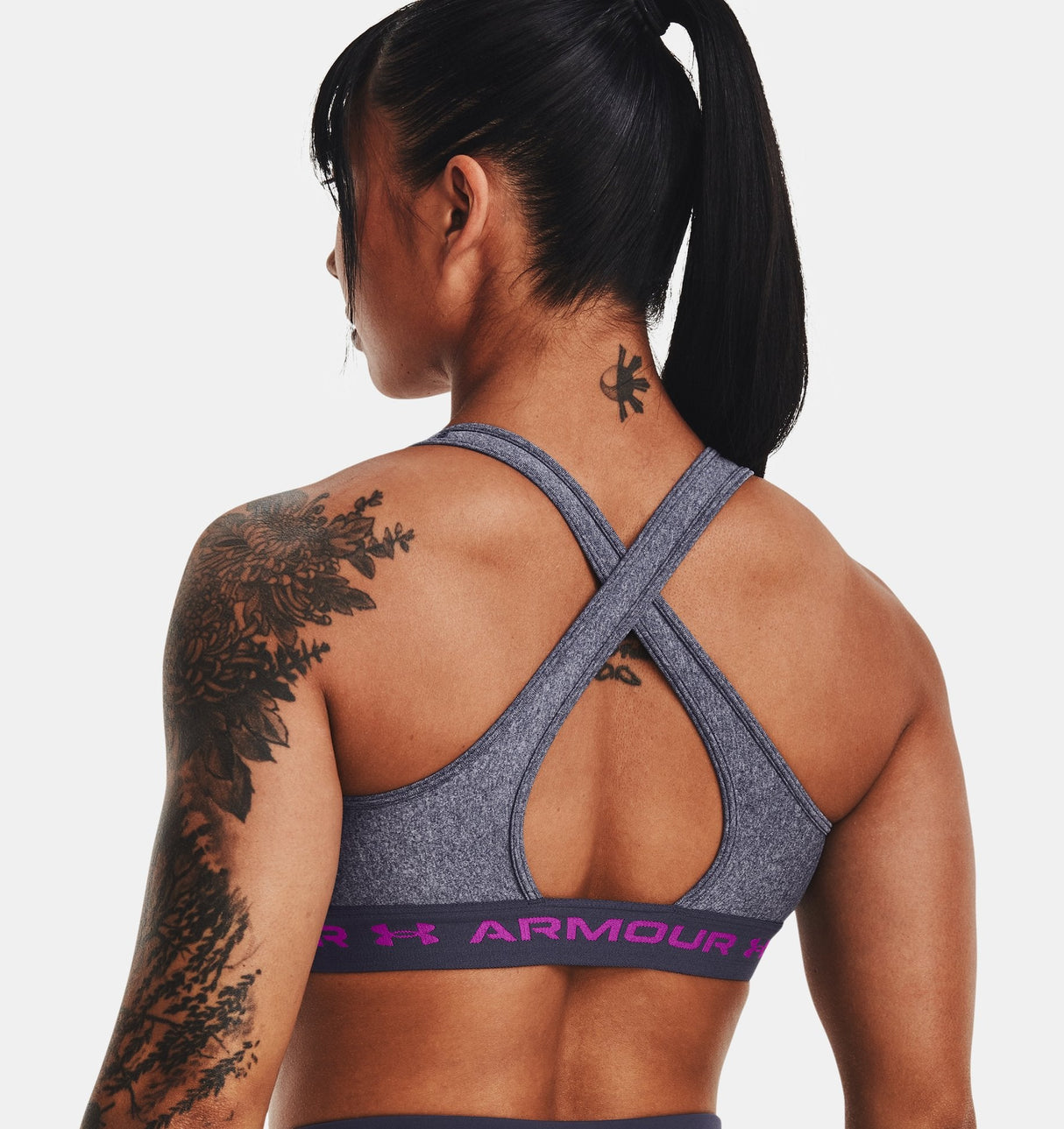 Under Armour Women Mid Crossback Heather Sports Bra - Strategic Support for Medium-Intensity Activities