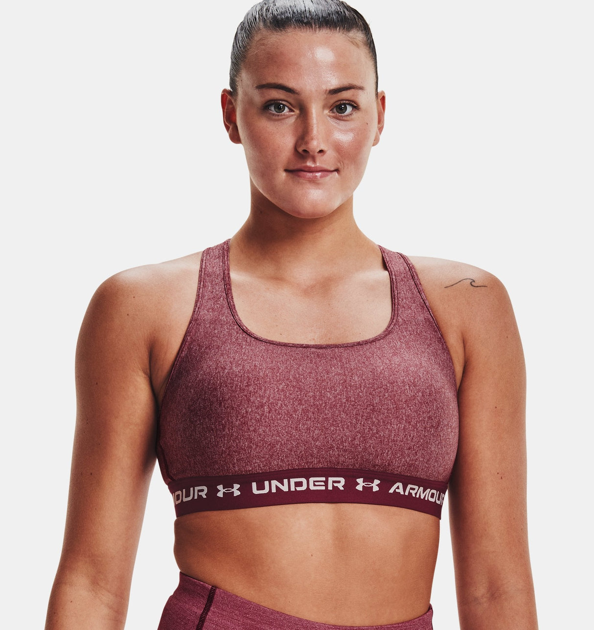 Under Armour Women Mid Crossback Heather Sports Bra - Strategic Support for Medium-Intensity Activities