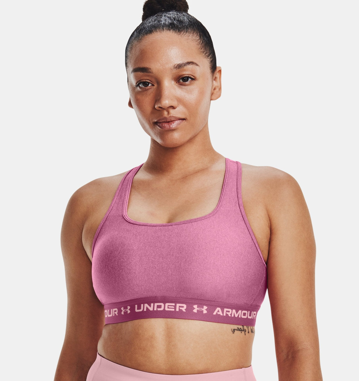 Under Armour Women Mid Crossback Heather Sports Bra - Strategic Support for Medium-Intensity Activities