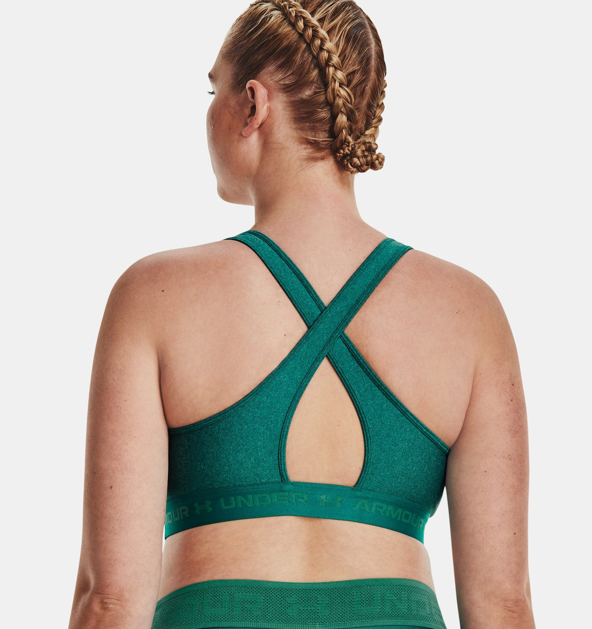 Under Armour Women Mid Crossback Heather Sports Bra - Strategic Support for Medium-Intensity Activities