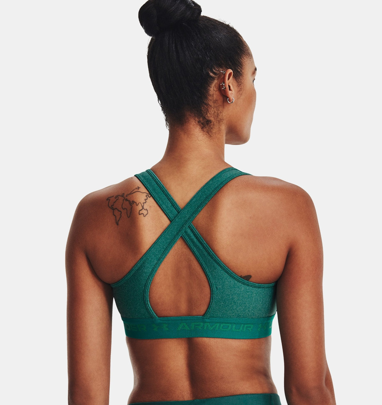 Under Armour Women Mid Crossback Heather Sports Bra - Strategic Support for Medium-Intensity Activities