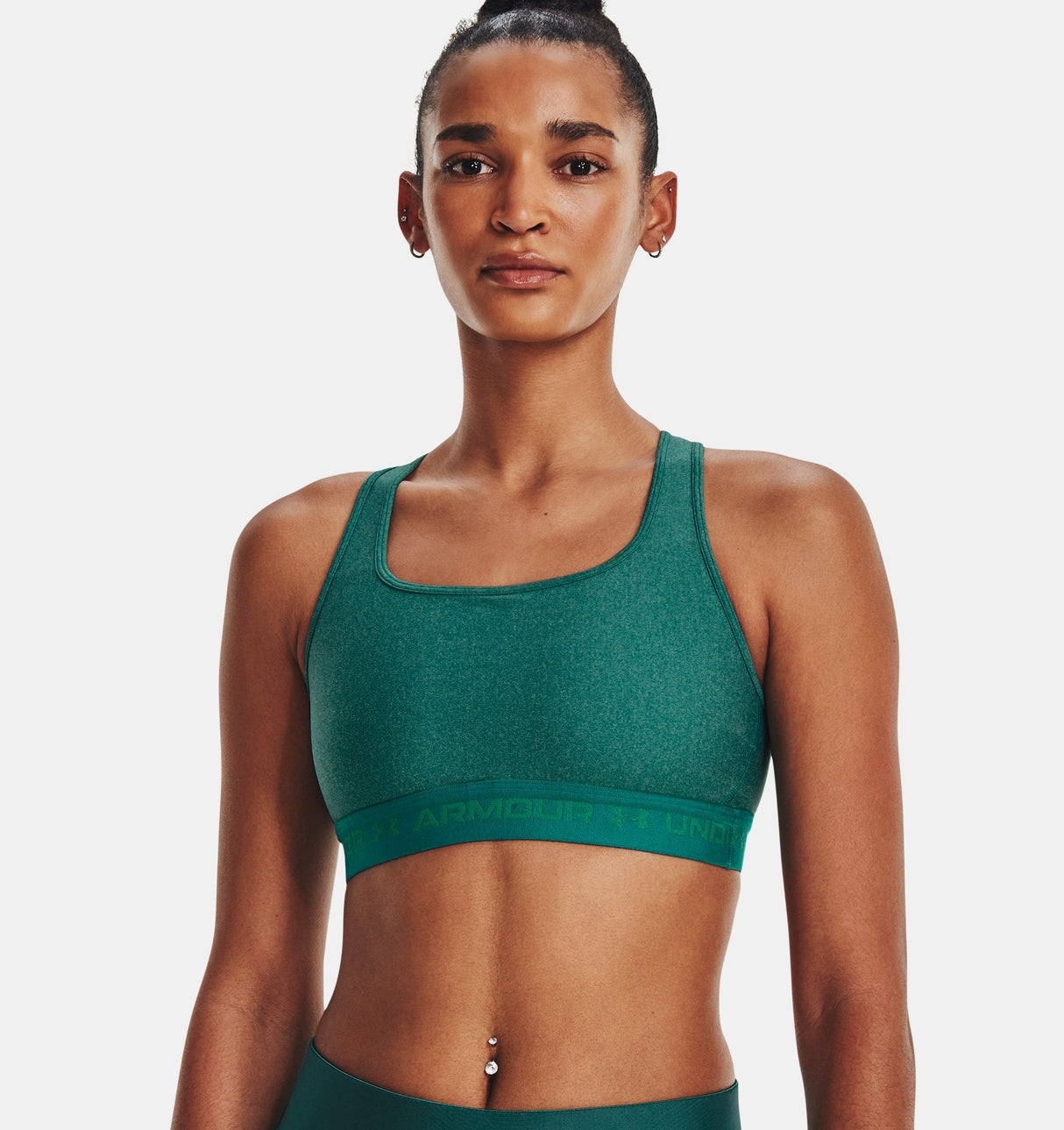 Under Armour Women Mid Crossback Heather Sports Bra - Strategic Support for Medium-Intensity Activities