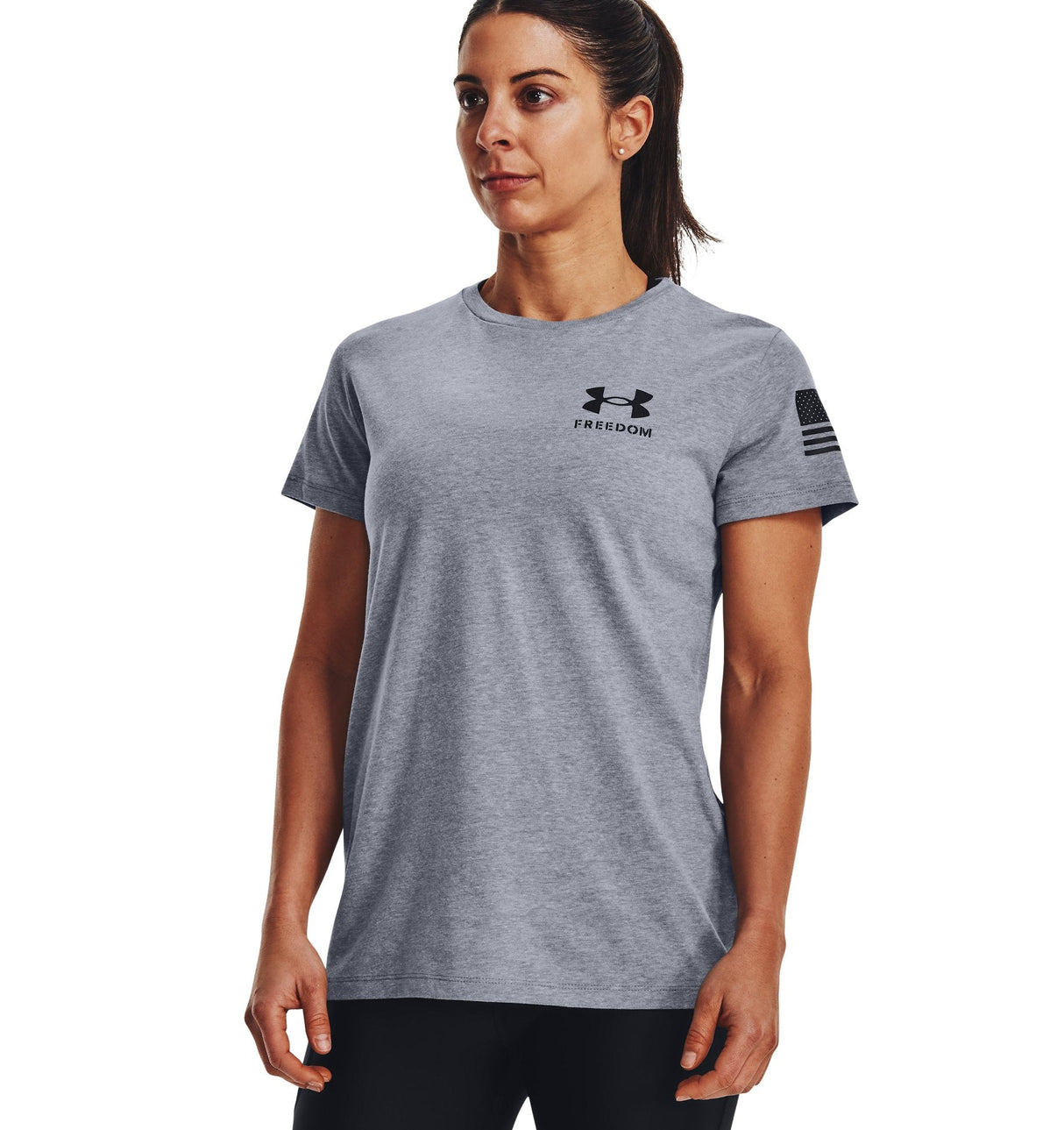 Under Armour Womens Freedom Flag Graphic T-Shirt - Quick-Drying Cotton Blend