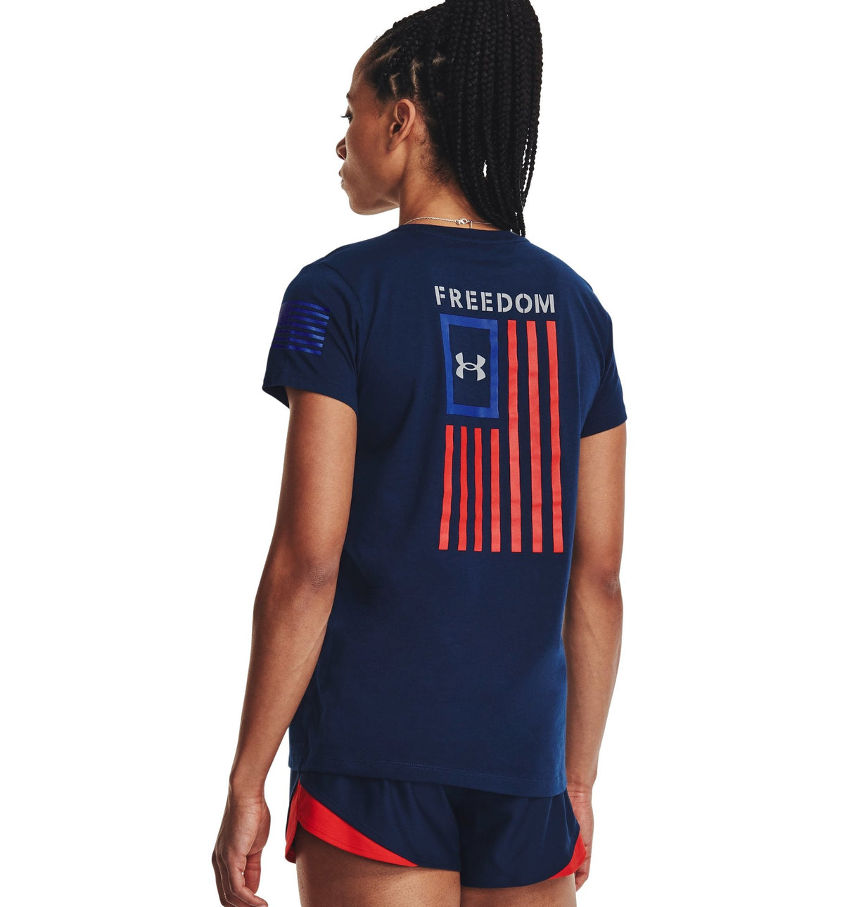 Under Armour Womens Freedom Flag Graphic T-Shirt - Quick-Drying Cotton Blend