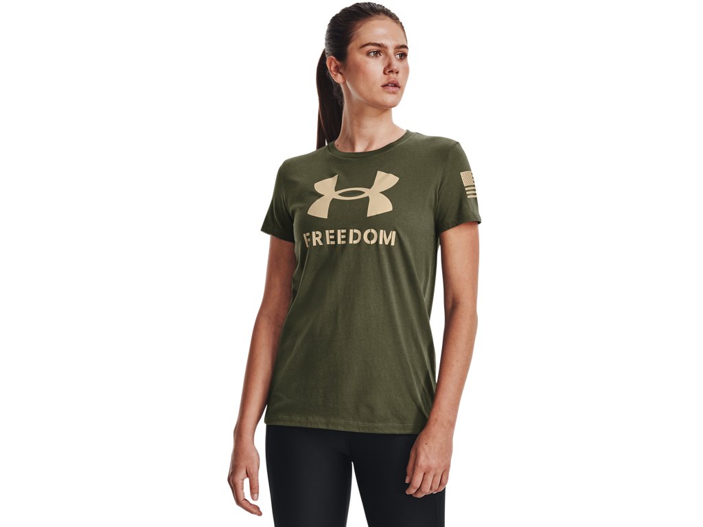 Under Armour Womens UA Freedom Logo T-Shirt - Quick-Drying Cotton Blend