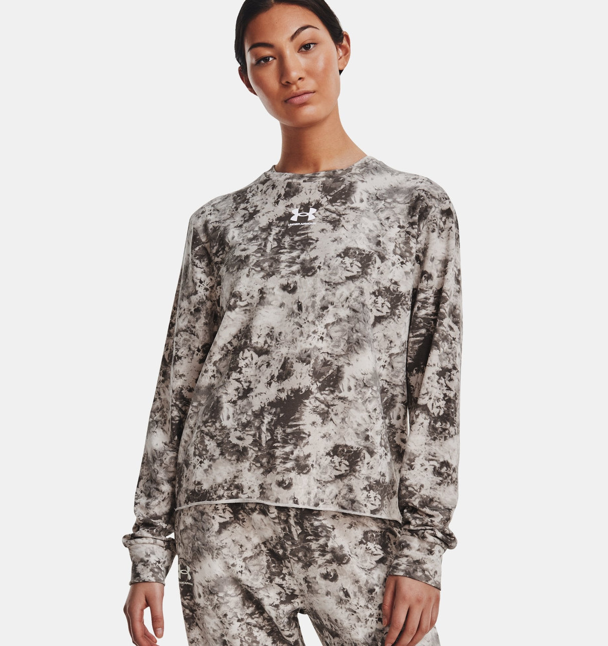 Under Armour Womens Rival Terry Printed Crew - Sweat Wicking