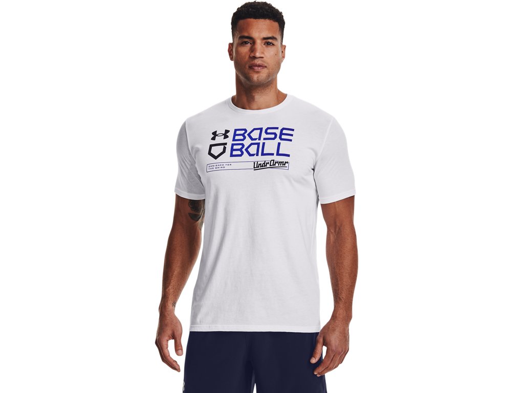 Under Armour Mens Wordmark Baseball Short Sleeve T-Shirt - Quick-Drying Cotton Blend