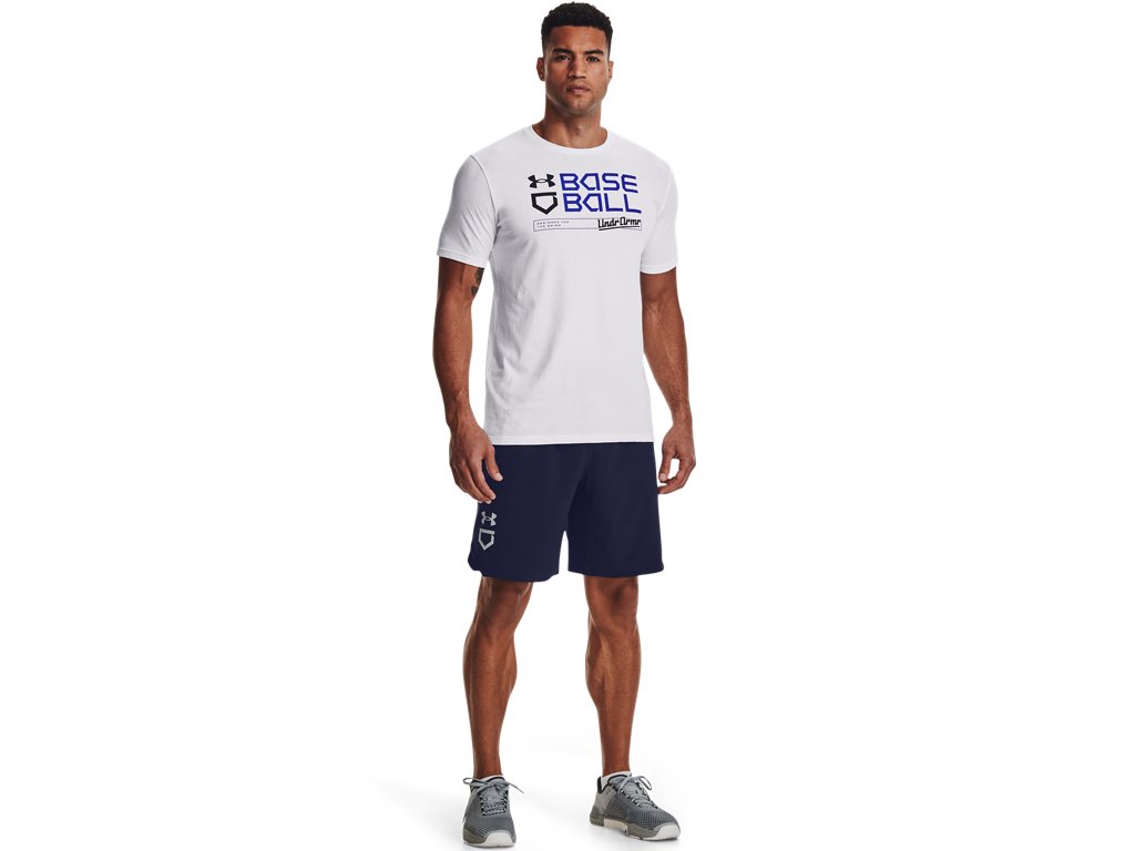Under Armour Mens Wordmark Baseball Short Sleeve T-Shirt - Quick-Drying Cotton Blend