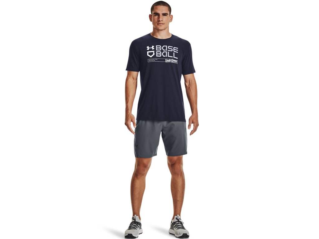 Under Armour Mens Wordmark Baseball Short Sleeve T-Shirt - Quick-Drying Cotton Blend