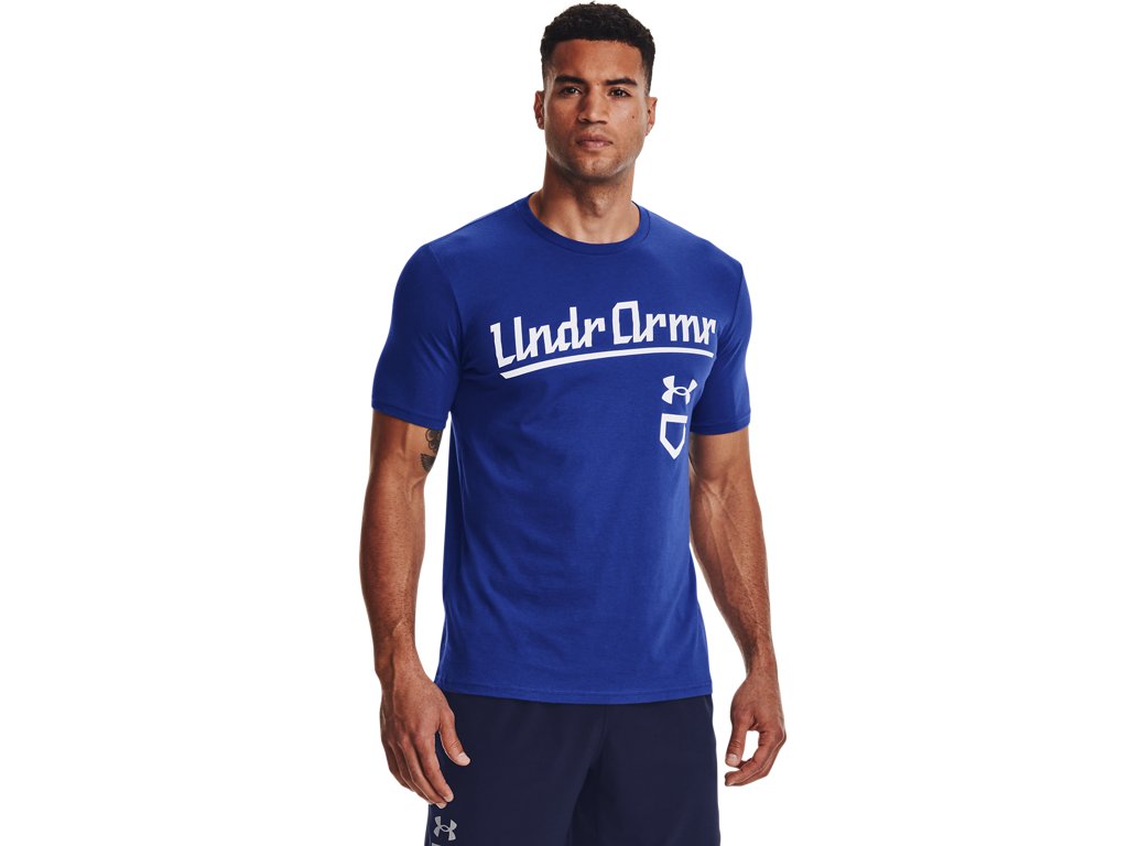 Under Armour Mens UA Baseball Script Short Sleeve T-Shirt - Quick-Drying Cotton Blend