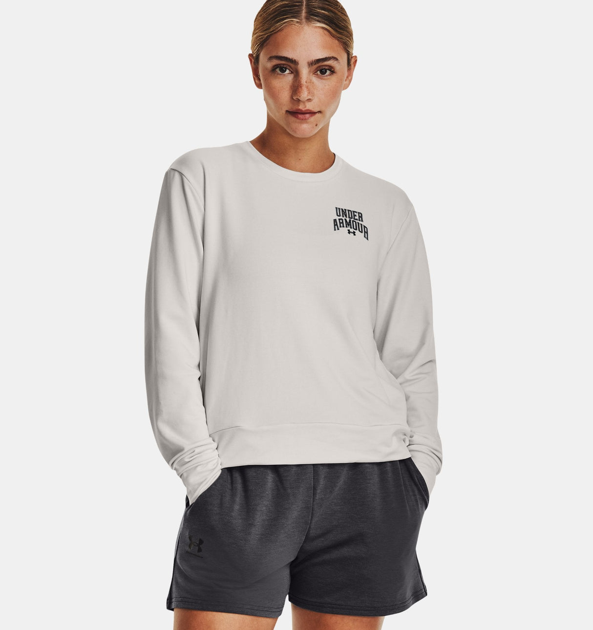 Under Armour Womens Rival Terry Graphic Crew - Super-Soft and Lightweight
