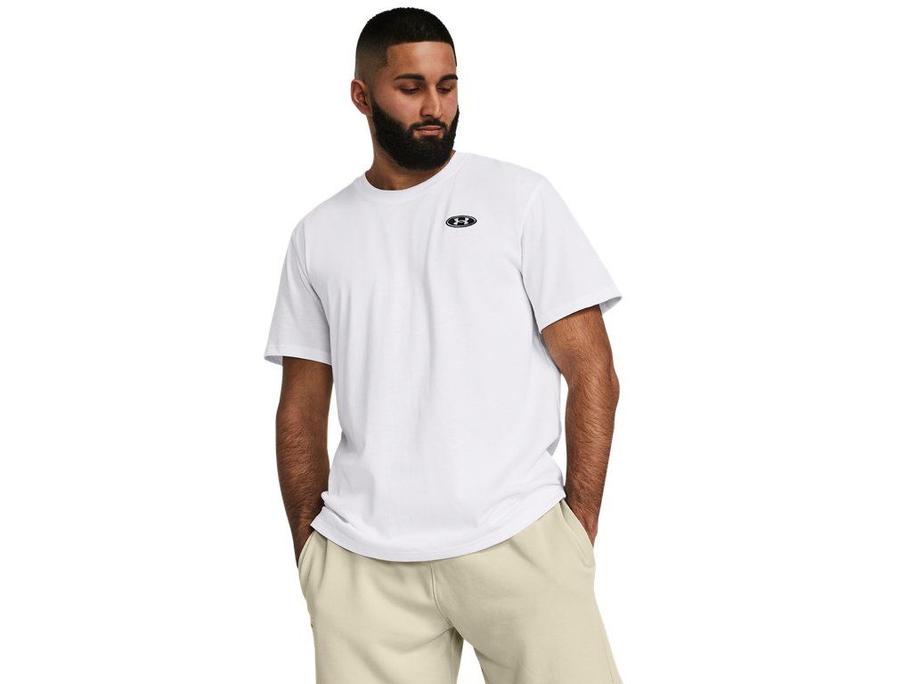 Under Armour Men's Heavyweight Left Chest Patch Short Sleeve T-Shirt - Comfortable Cotton Blend
