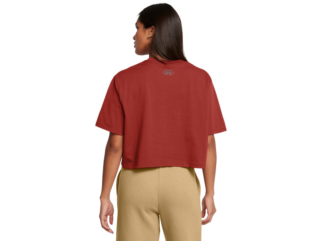 Under Armour Womens Boxy Crop Logo Short Sleeve T-Shirt - Quick-Drying Cotton Blend