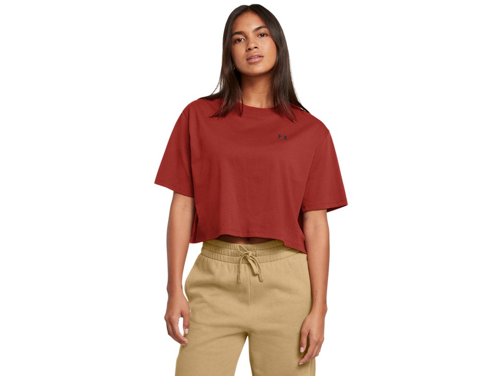 Under Armour Womens Boxy Crop Logo Short Sleeve T-Shirt - Quick-Drying Cotton Blend