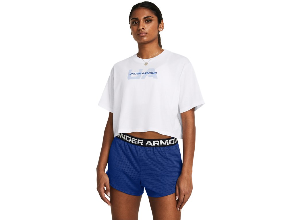 Under Armour Womens Boxy Crop Branded Short Sleeve T-Shirt - Quick Drying