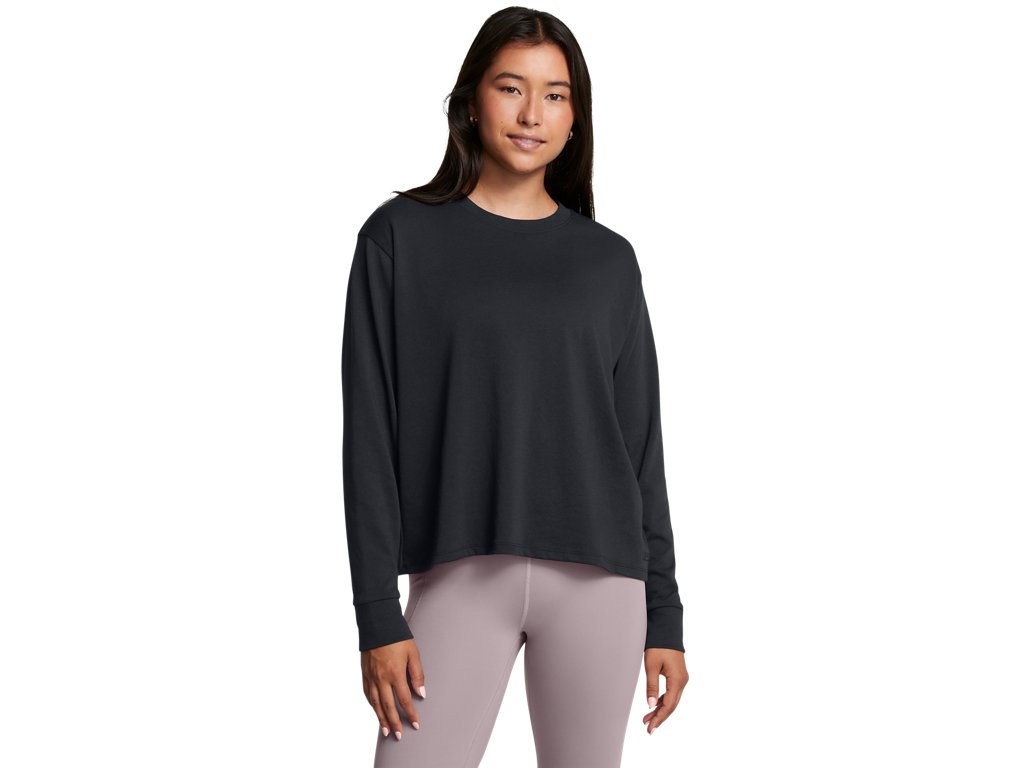 Under Armour Womens Heavyweight Boxy Cropped Long Sleeve T-Shirt - Comfort Cotton Blend