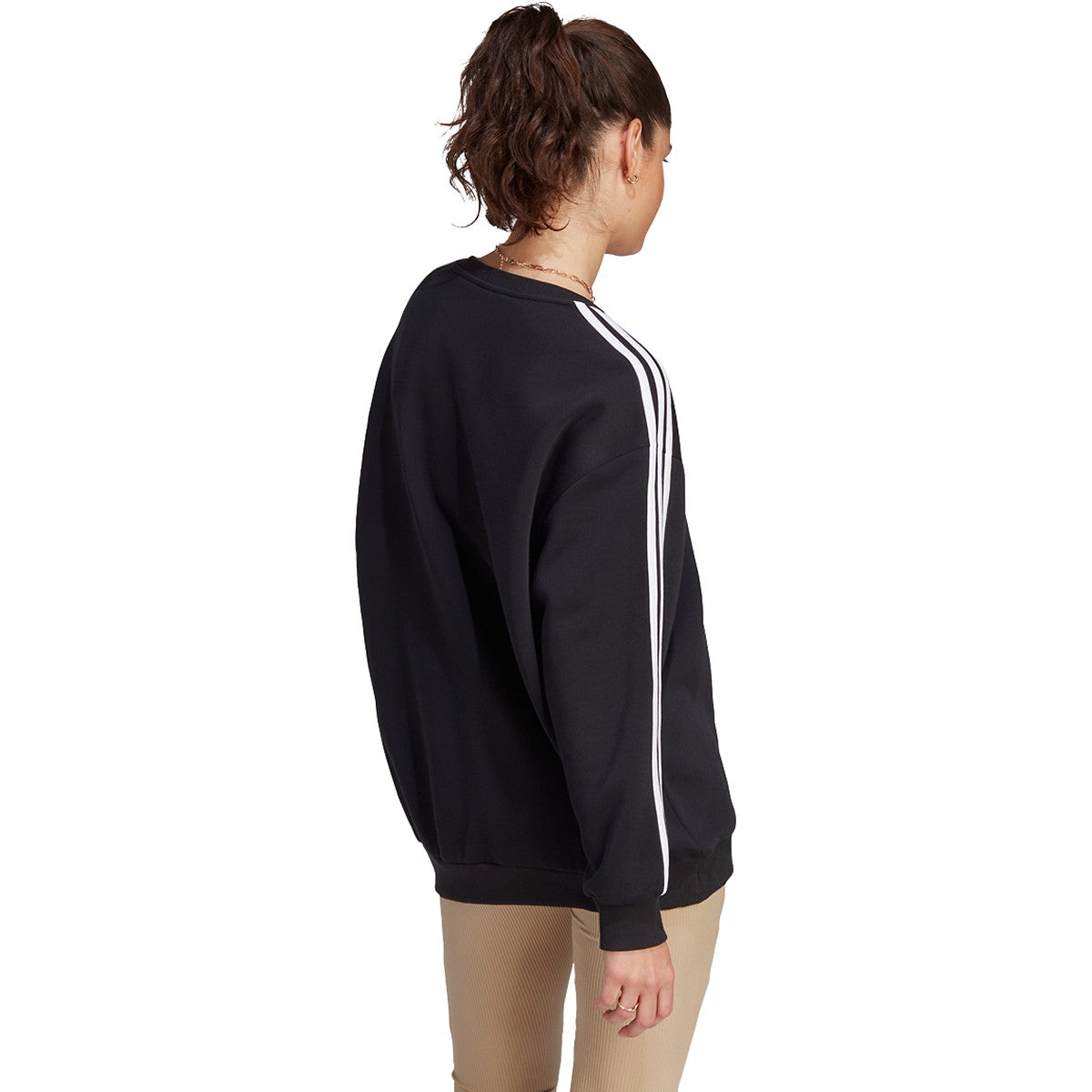 adidas 3 Stripe Fleece Oversized Womens Sweatshirt