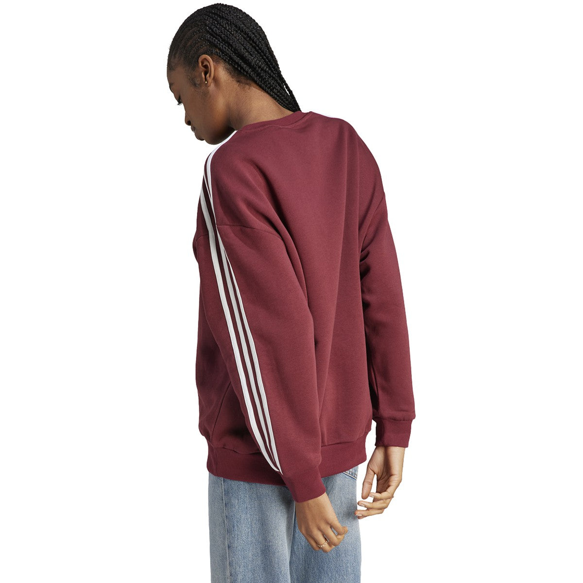 adidas 3 Stripe Fleece Oversized Womens Sweatshirt