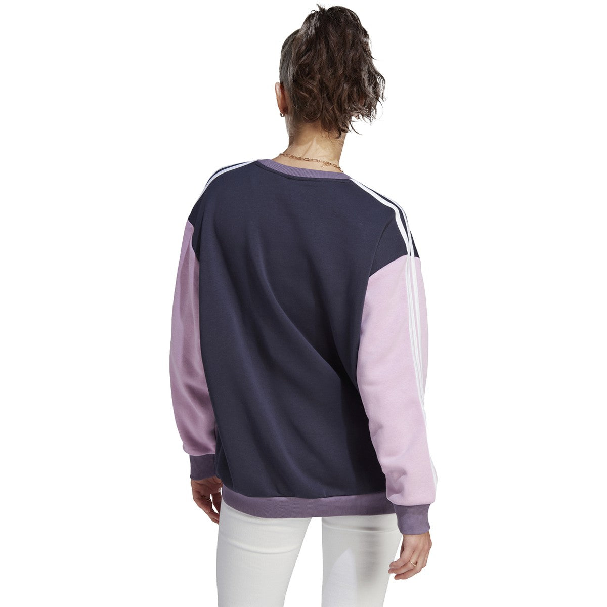 adidas 3 Stripe Fleece Oversized Womens Sweatshirt