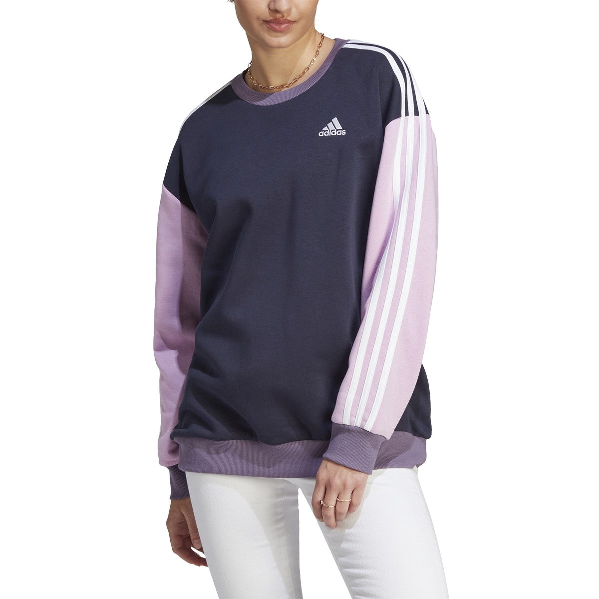 adidas 3 Stripe Fleece Oversized Womens Sweatshirt