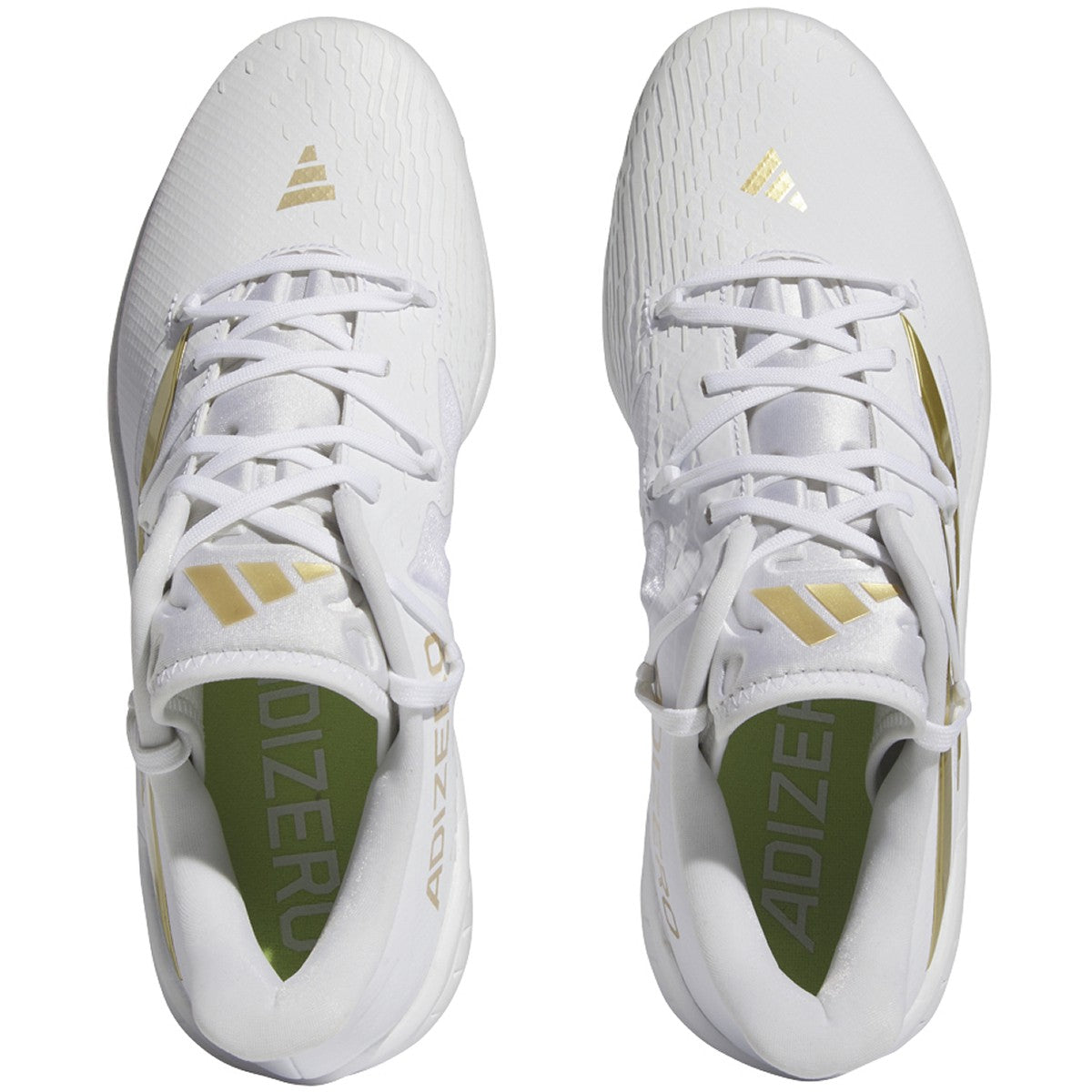 adidas Adizero Afterburner 9 TPU Mens Baseball Cleats in White and Gold