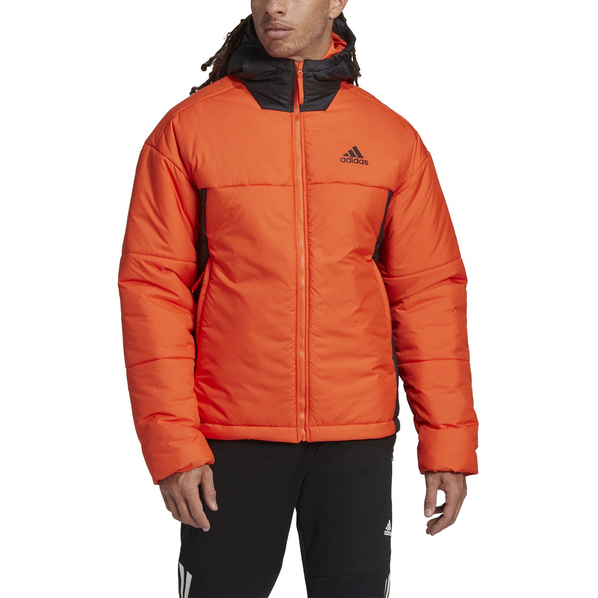 adidas BCS 3-Stripe Mens Puffy Hooded Jacket
