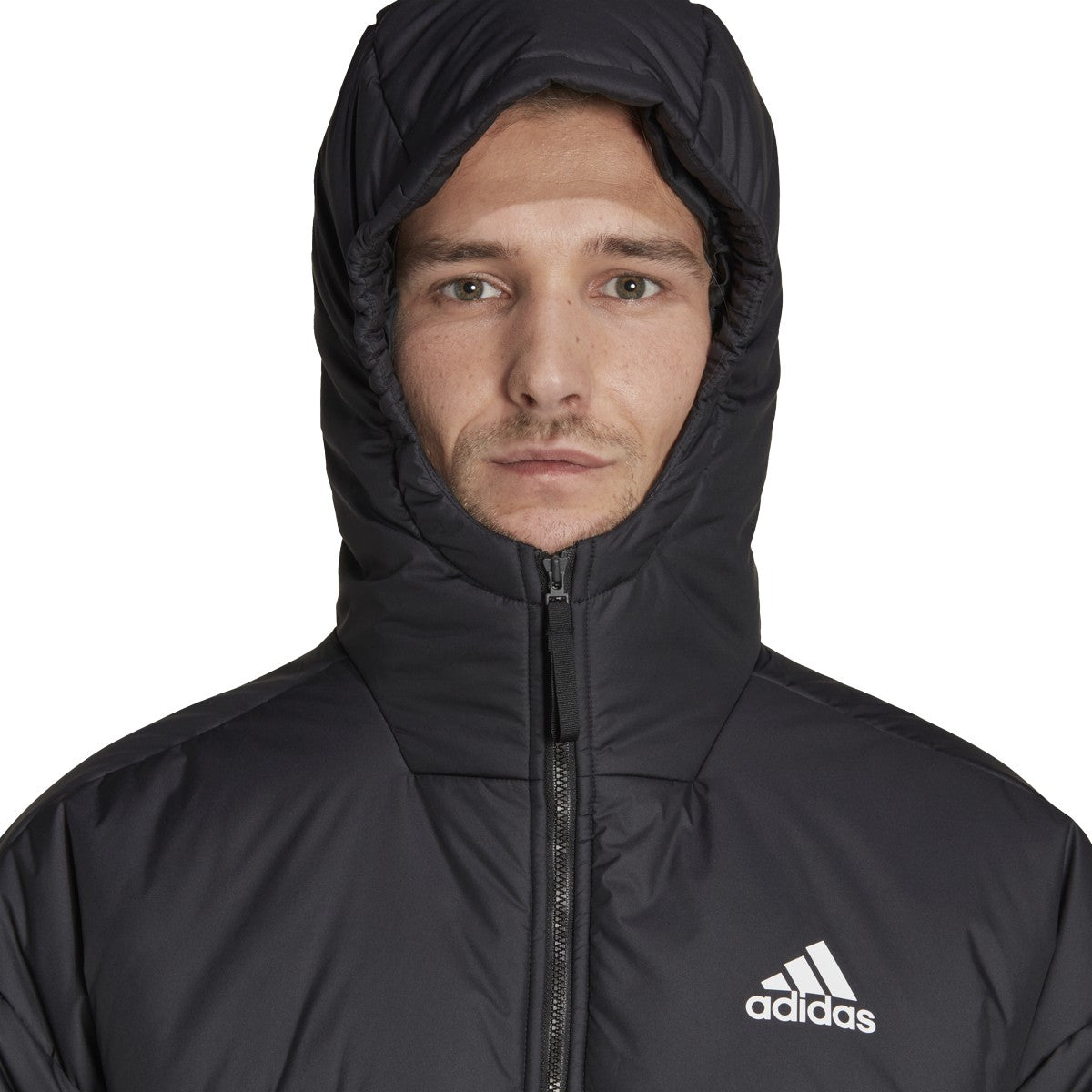 adidas BCS 3-Stripe Mens Puffy Hooded Jacket