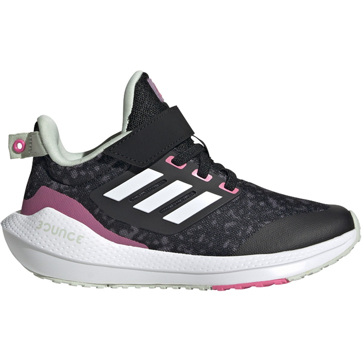 adidas EQ21 Run 2.0 Elastic Lace Kids Running Shoes in Black and Pink