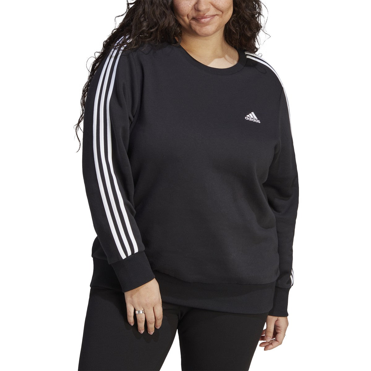adidas Essentials 3-Stripes Fleece Plus Size Womens Sweatshirt