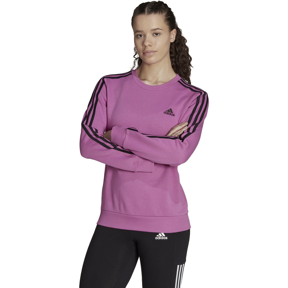 adidas Essentials 3-Stripes Womens Fleece Sweatshirt