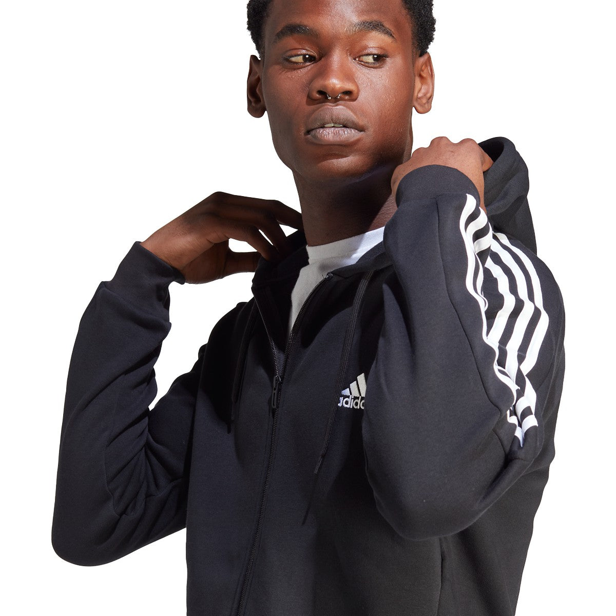 adidas Essentials Fleece 3-Stripes Full Zip Mens Hoodie Jacket