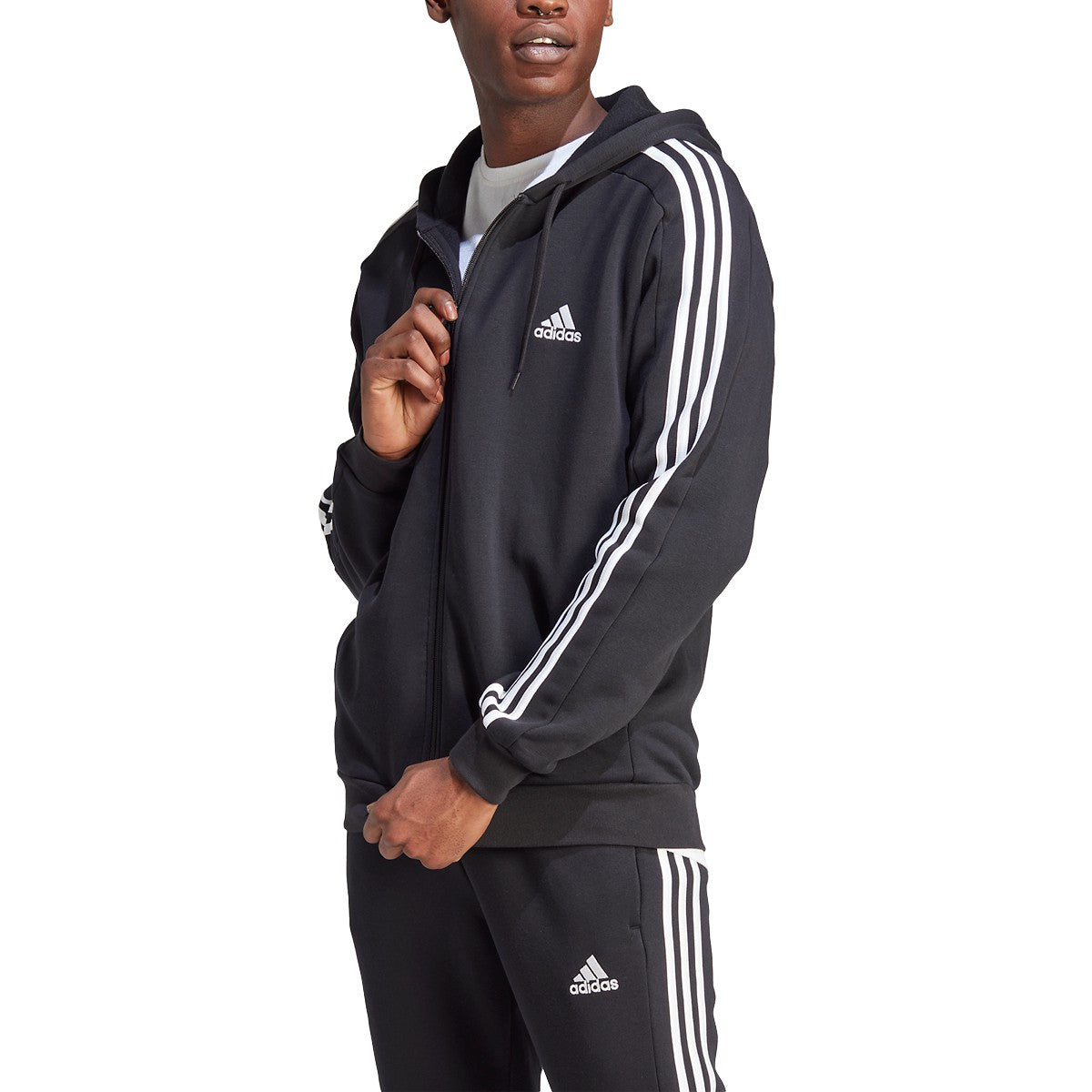 adidas Essentials Fleece 3-Stripes Full Zip Mens Hoodie Jacket