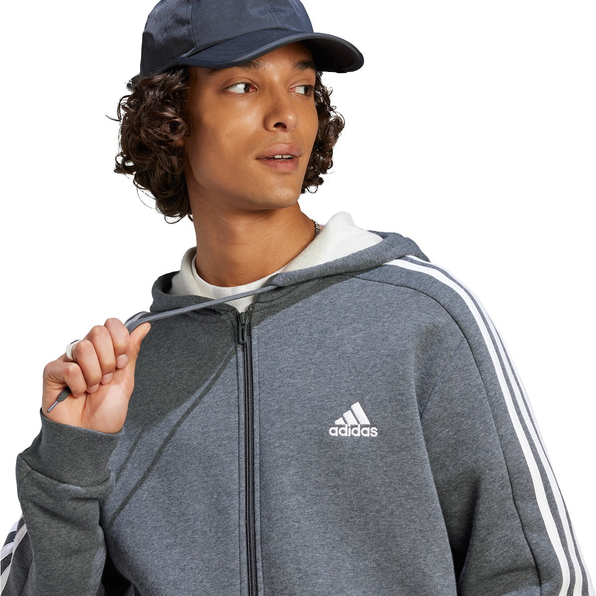 adidas Essentials Fleece 3-Stripes Full Zip Mens Hoodie Jacket