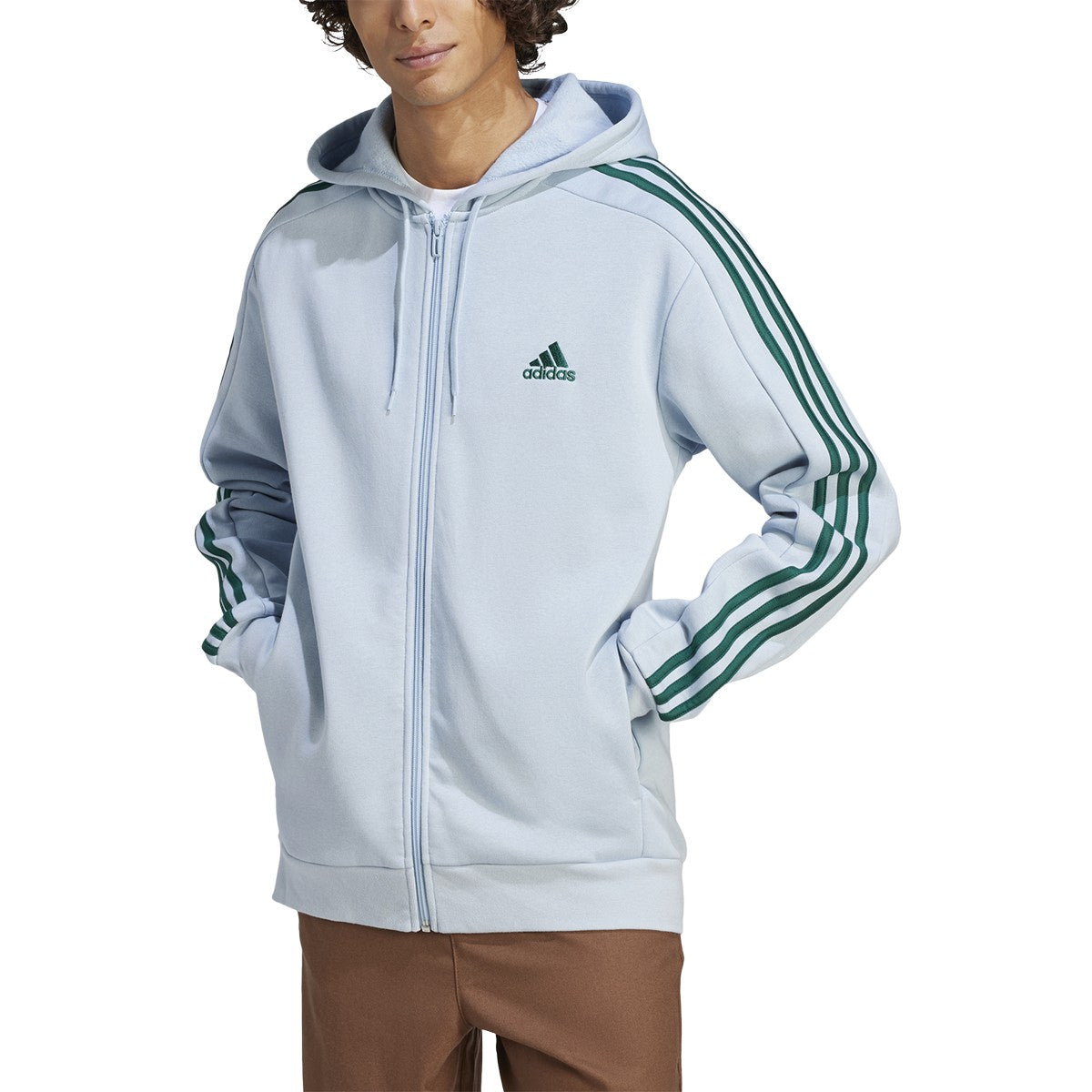 adidas Essentials Fleece 3-Stripes Full Zip Mens Hoodie Jacket