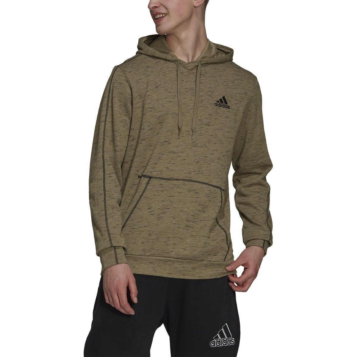 adidas Essentials Melange Embroidered Small Logo Hoodie - Mens Casual