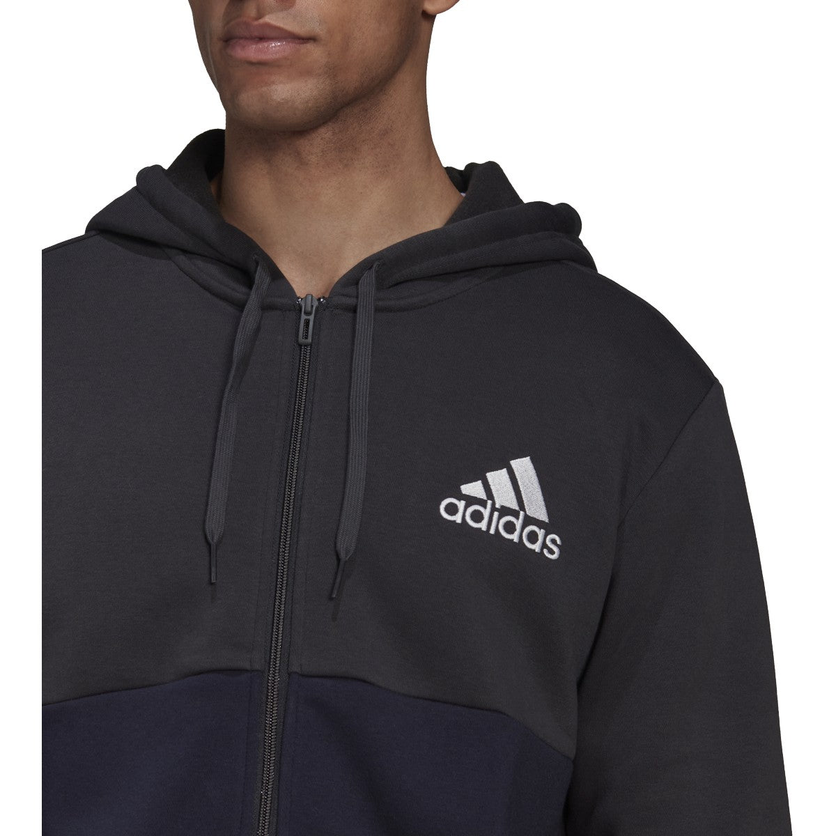 adidas Essentials Mens Full-Zip Hoodie with Colorblock